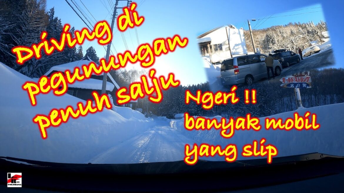 Driving di pegunungan penuh salju, banyak mobil yang slip gaess.. [family ski trip part1]#drivejapan