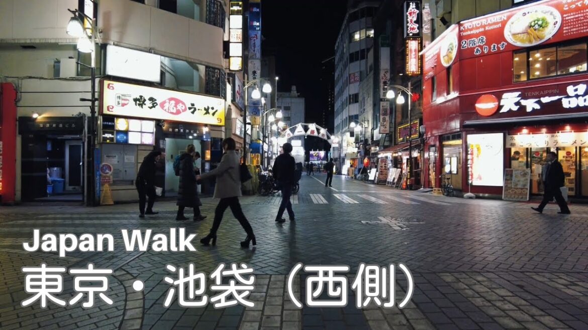Tokyo Night Walk - Ikebukuro (West side)・4K HDR, Japan, City Sounds, ASMR