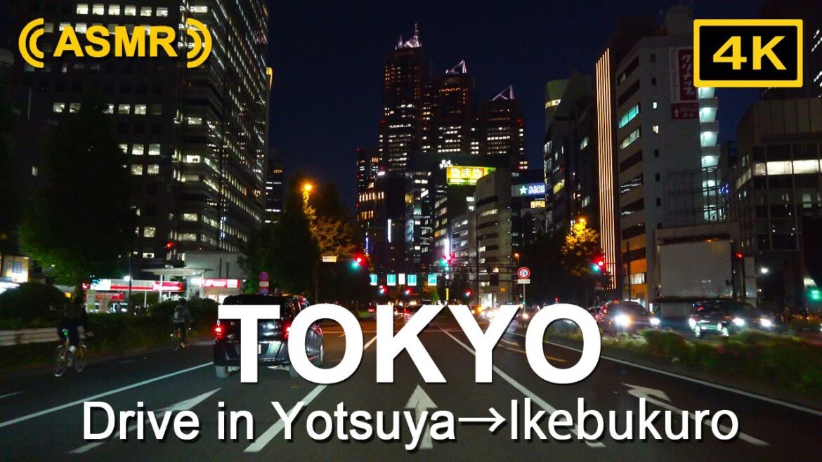 ASMR Tokyo Night Drive 4K Yotsuya→MeijiJingu Gaien→Shinjuku→Ikebukuro 東京夜景ドライブ 四ツ谷→明治神宮外苑→新宿→高田馬場→池袋