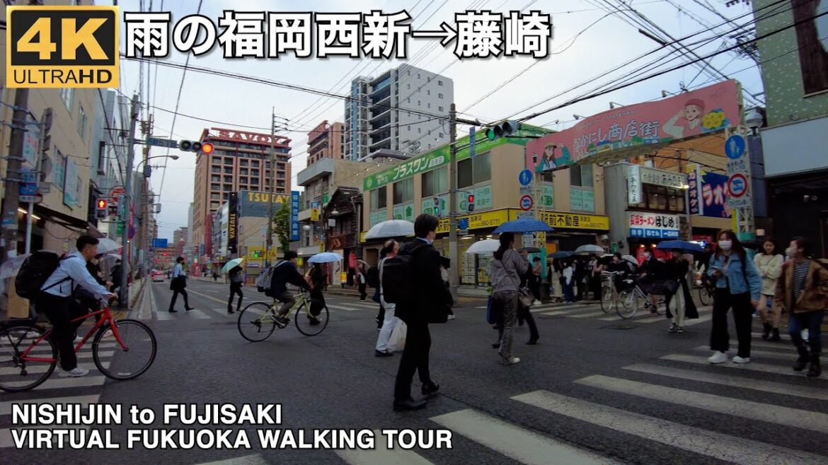 福岡西新から藤崎へ歩く4k virtual Fukuoka walking tour from Nishijin to Fujisaki