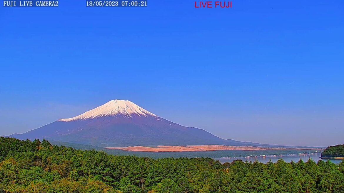 星空、流星群、紅富士、赤富士、北斎画の富士山"Mt. Fuji" live camera. World heritage Fuji in the Night 、meteor、富士山夜の部（竹の間）