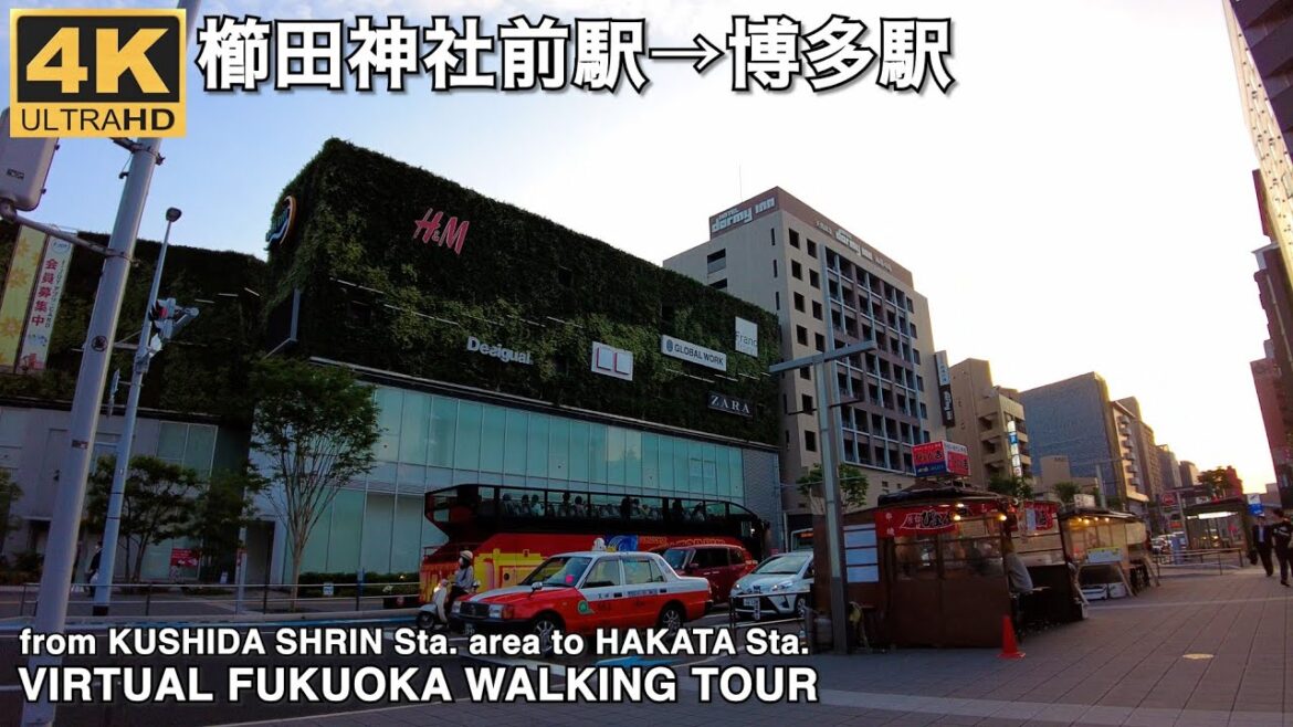 櫛田神社前駅周辺から博多駅5/15'23 4k60p virtual Fukuoka walking tour from Kushida shrine sta. area to Hakata sta.