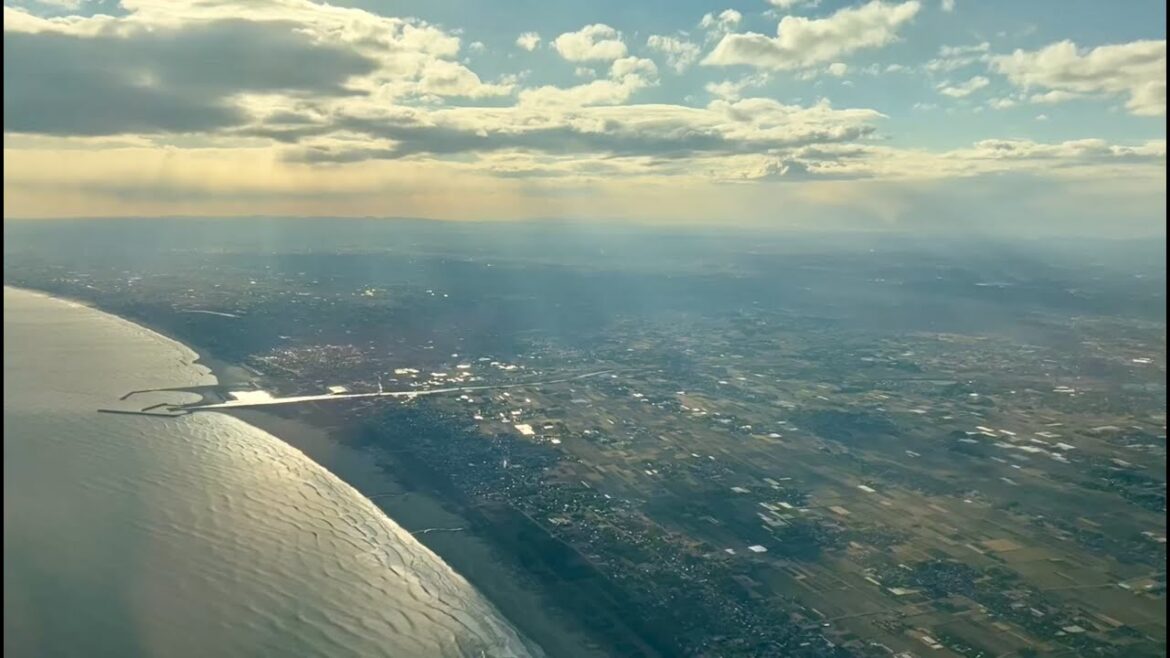 ASMR Flight Aerial View before Landing over Japan - Chiba - Narita