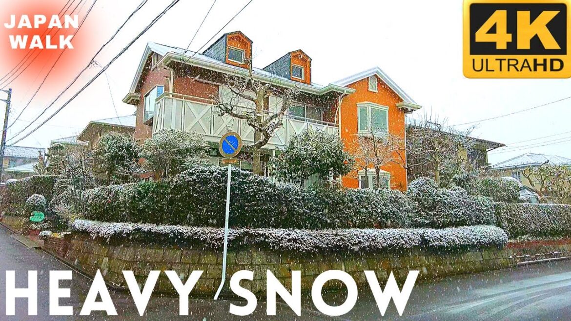 [4K] Heavy Snowfall Chiba Japan Walk | Snow Walk In Modern Japanese Neighborhood | ASMR Japan Walk