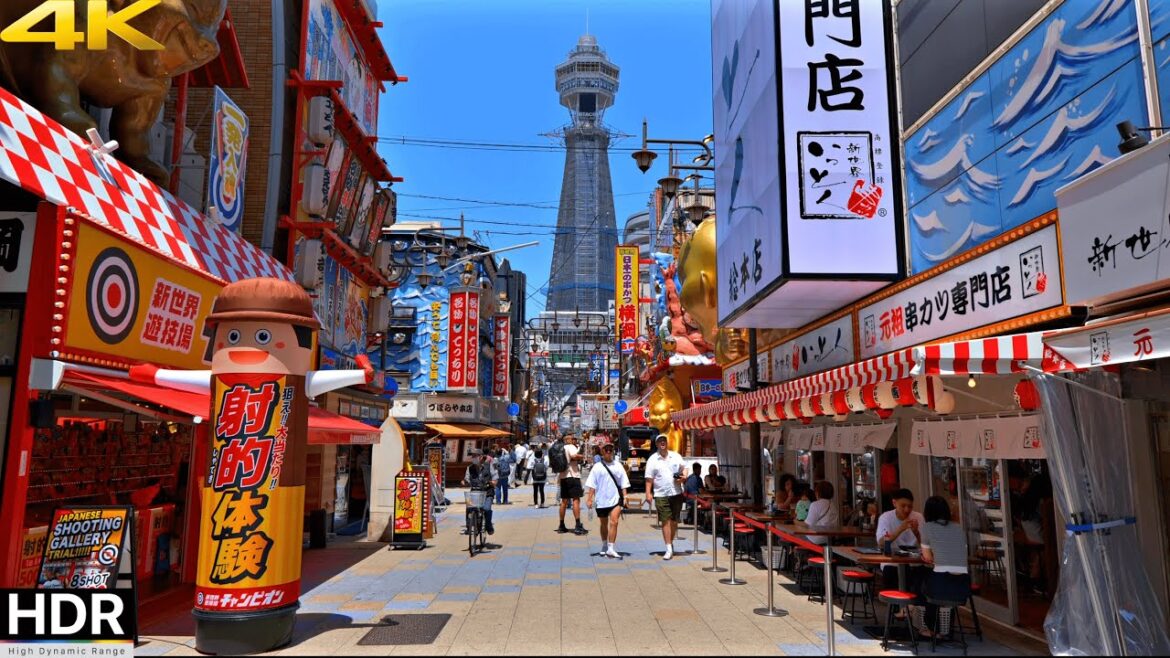 Walking from Shinsekai to Dotonbori - Osaka May 2023 [4K HDR]