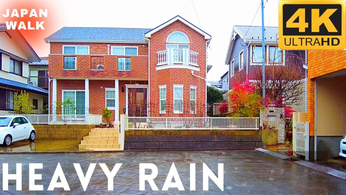 [4K] Heavy Rain Japan 2022 Walk | Modern Residential Area Walk In Chiba Japan| Relax ASMR Rain Sound