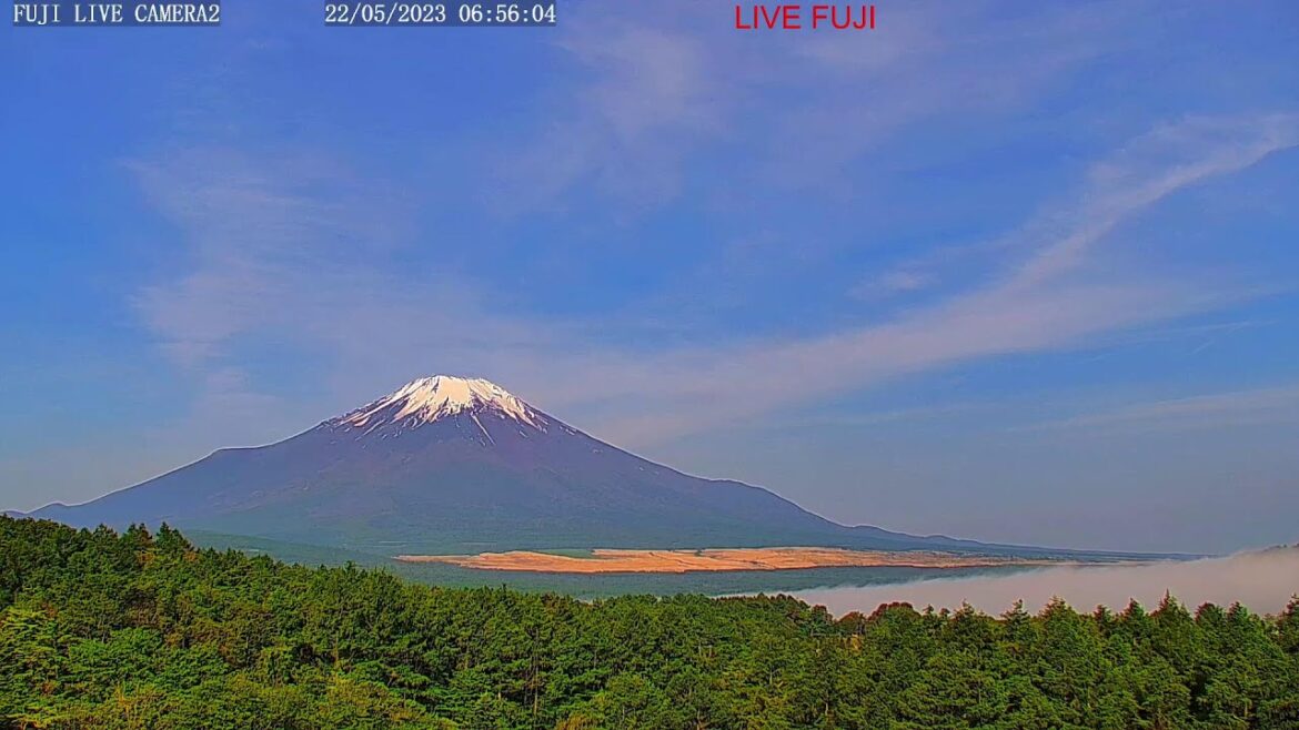富士山ライブ夜の部、星空、流星群、紅富士、赤富士、北斎画の富士山"Mt. Fuji" live camera. World heritage Fuji in the Night 、meteor、
