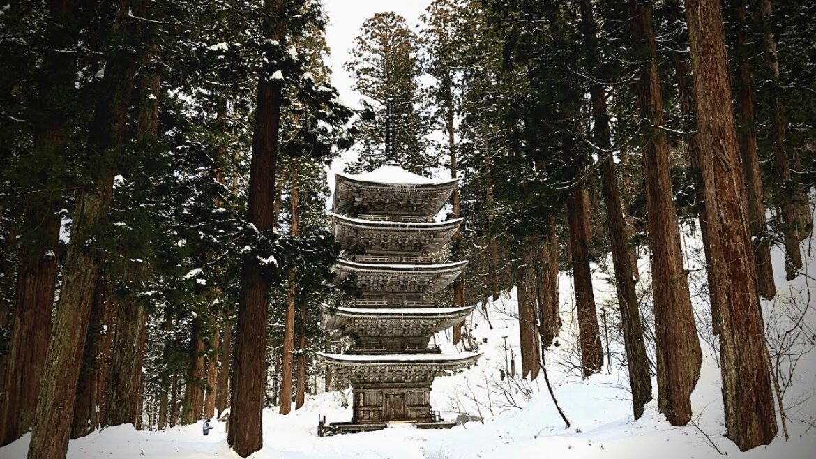 Japan Five Story Pagoda in Snow
