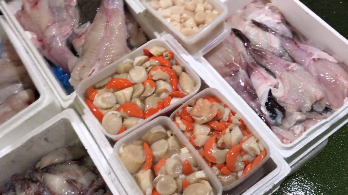 Billingsgate Wholesale Fish Market in London, the largest fish market in the world.