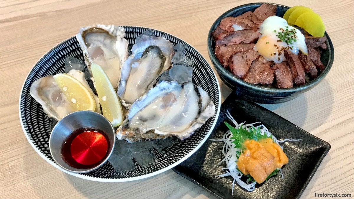 Sakoshi Bay oysters from Hyogo, 11 grams of nama uni and gyudon with