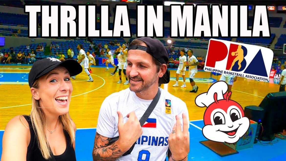Our FIRST PINOY BASKETBALL Game + Jollibee In Manila 🇵🇭