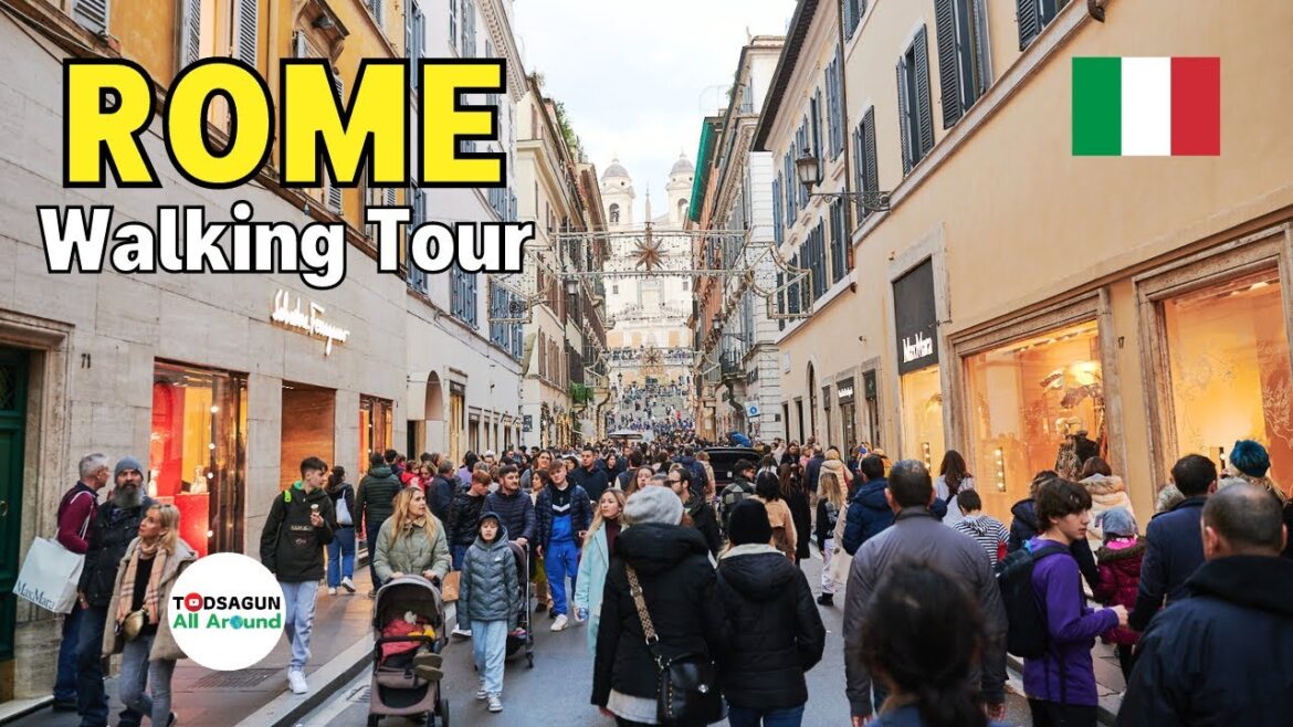 🇮🇹 ROME, ITALY - Evening walk on the shopping street [4K 60FPS]