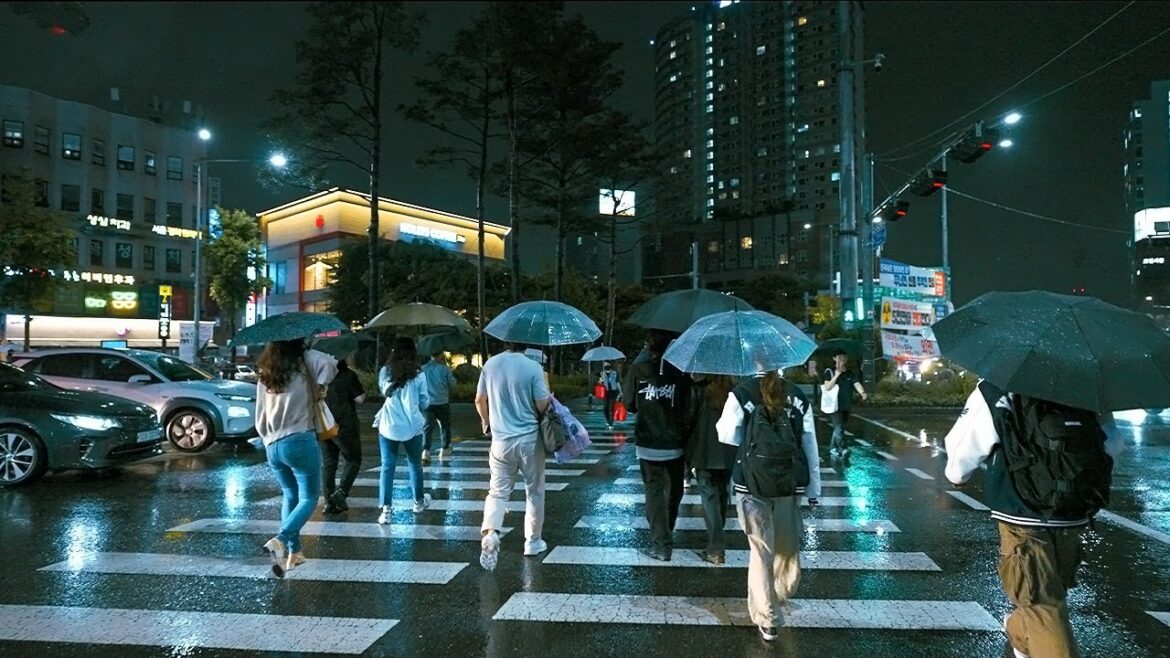 Seoul Rain Walk Around Hapjeong Street | Ambience Sounds for Sleep 4K HDR