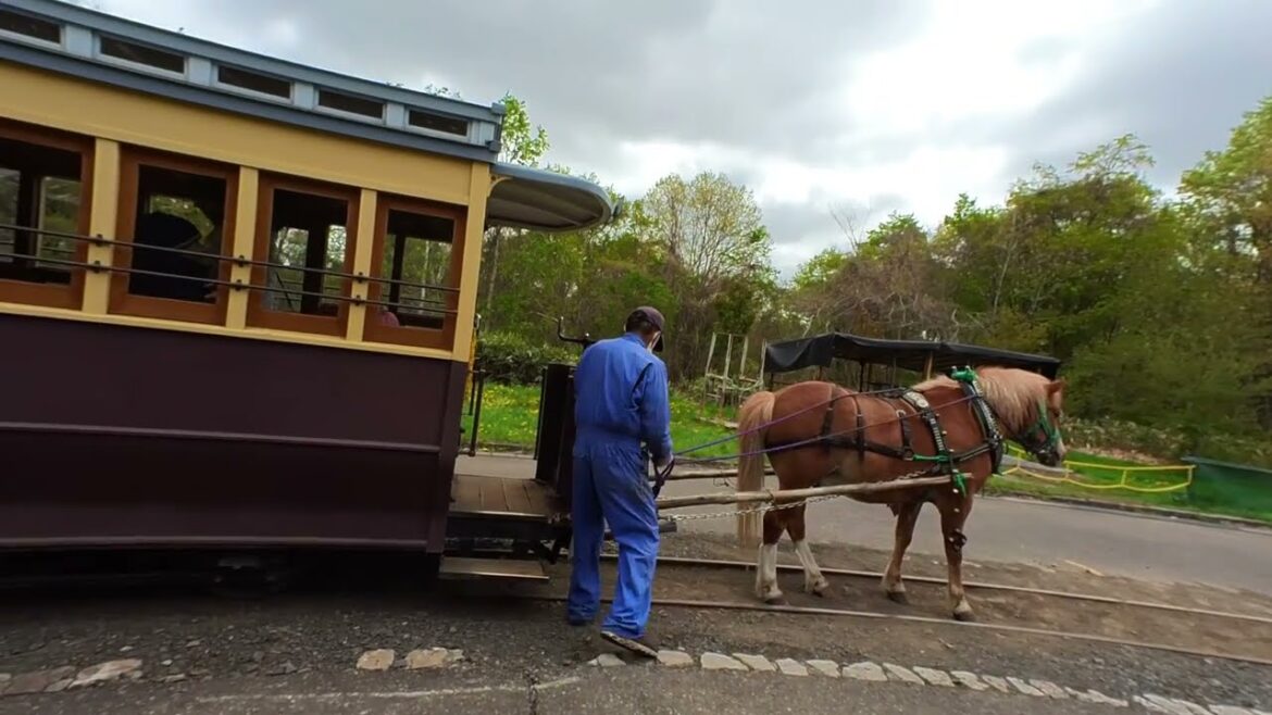 [VR180] horse-drawn railway in Historical Village of Hokkaido, Hokkaido  北海道開拓の村 馬車鉄道 北海道 2023-05