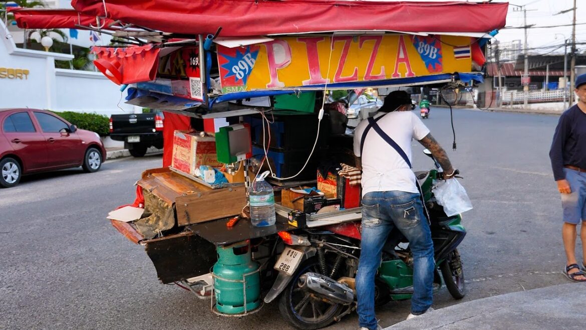 Amazing Italian pizza motorcycle truck and friendly Italian chef | thai street food