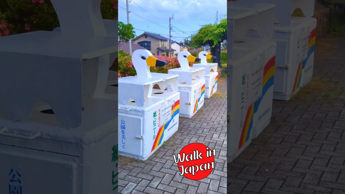 Unusual Japan! Swan-themed Garbage Bins! #shorts