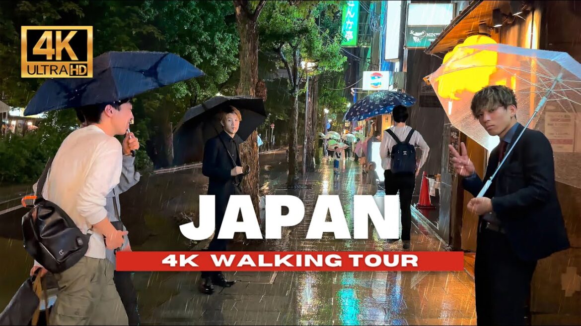 Kyoto, Japan Walking Tour | Relaxing Rain Night Walk [ 4K HDR - 60 fps ]