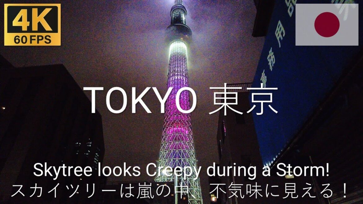 TOKYO 東京 Japan 🇯🇵 | 2023 | 4K·60p | Cloud Wrapped Tokyo Skytree Night Walk 夜の散歩で雲に包まれたスカイツリーへ
