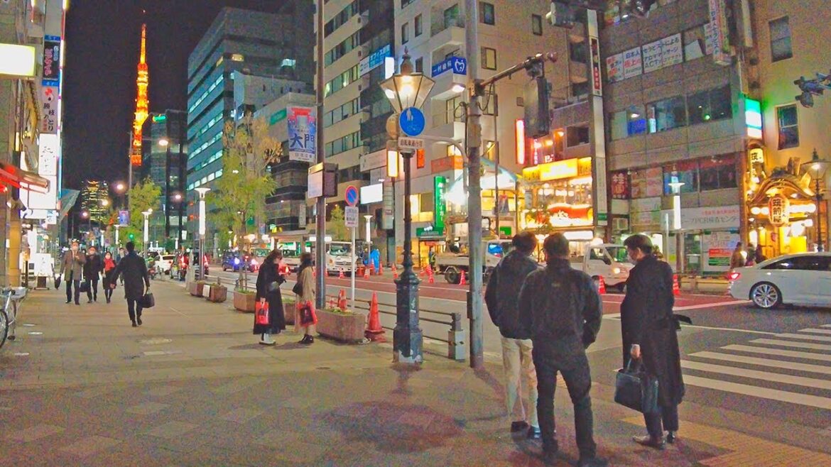 Night walk: From Shinagawa to Ginza（品川から銀座まで） - Ambience ASMR 4K