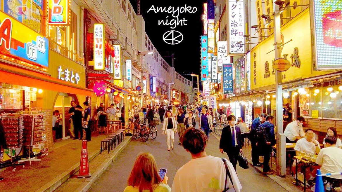 4K【異国のアメヤ横丁】上野の居酒屋・飲み屋の夜景 2023 東京 Japan