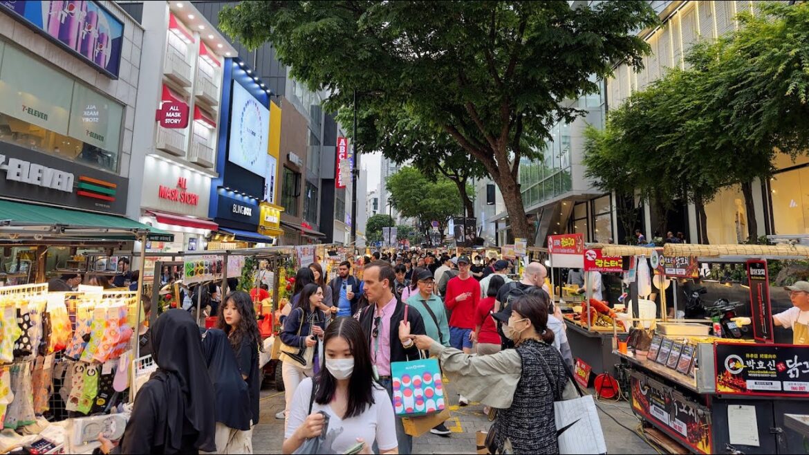 4K ASMR Seoul Walk Myeongdong Street Foods & Shopping Area | Korea Virtual Trip Walking Tour