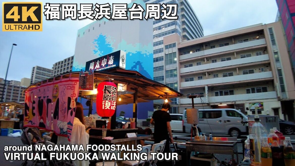 福岡長浜屋台街周辺を歩く4k60p virtual Fukuoka walking tour around Nagahama food stall