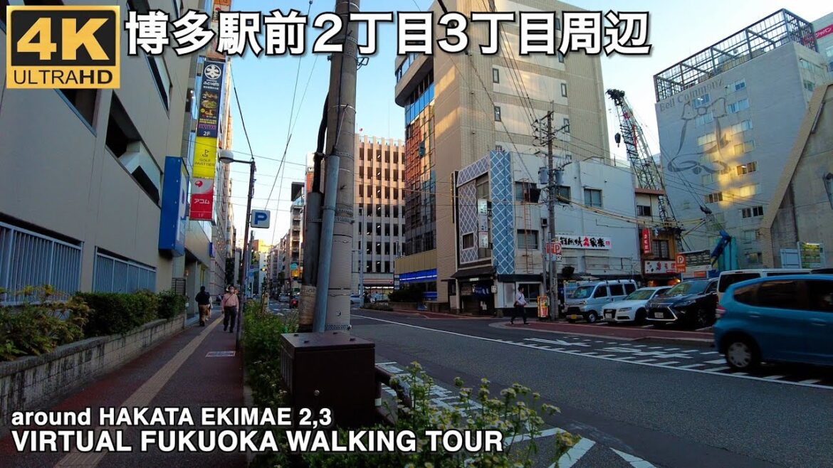 博多駅前2丁目と駅前3丁目を歩く4k virtual Fukuoka walking tour around Hakata Ekimae 2,3