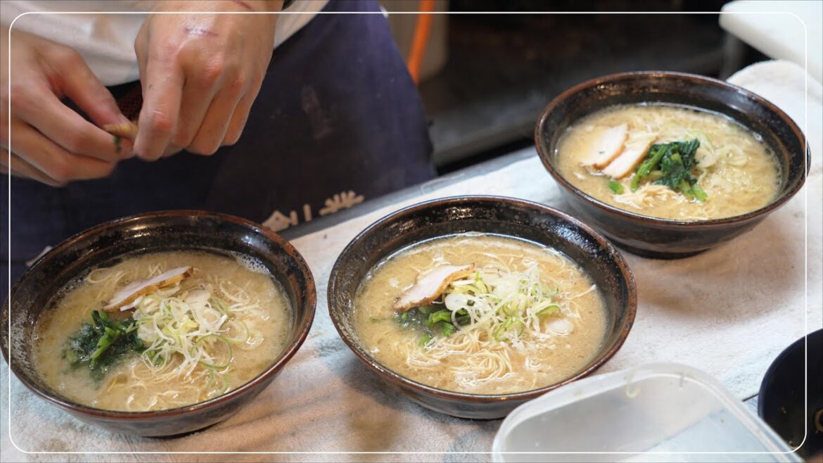 Exquisite soy sauce pork bone ramen made by two former professional boxers! japanese street food. Exquisite soy sauce pork bone ramen made by two former professional boxers! japanese street food.