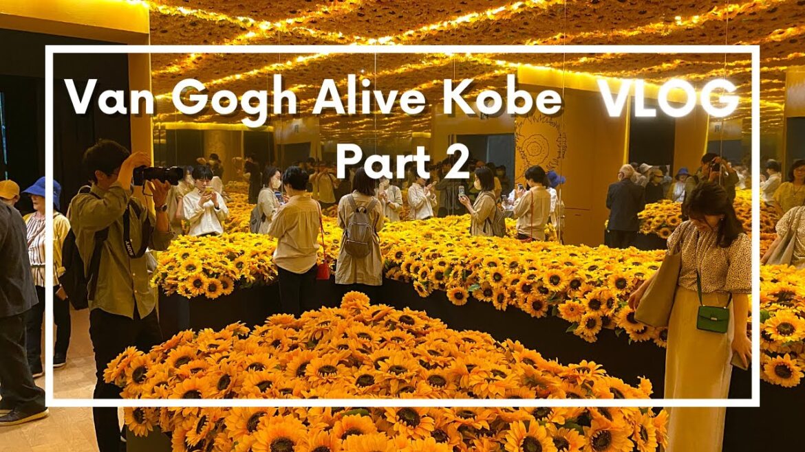 Van Gogh Alive Kobe Hyogo prefectural museum of art part 2, travel vlog day in my life in Japan