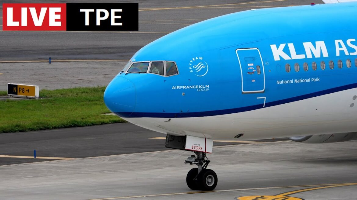 Taipei Taoyuan airport KLM Eva Air Thai Cathay Pacific with ATC Taipei Taoyuan airport KLM Eva Air Thai Cathay Pacific with ATC