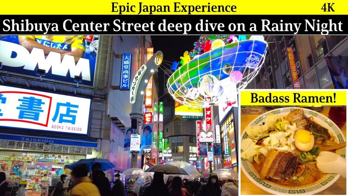 4K Japan street walk: Shibuya Center Street deep dive on a Rainy Night