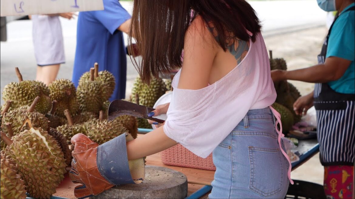 Beautiful Thai Lady Sells World’s Smelliest Fruit Durian – Thai Street Food Beautiful Thai Lady Sells World's Smelliest Fruit Durian - Thai Street Food