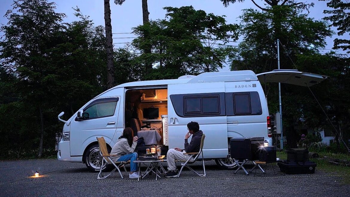 高原の静かな森、怪しい霧と暗闇の中での車中泊／カーキャンプ｜RVパーク『IMORI CAMPSITE』～芭蕉苑～ in 妙高高原