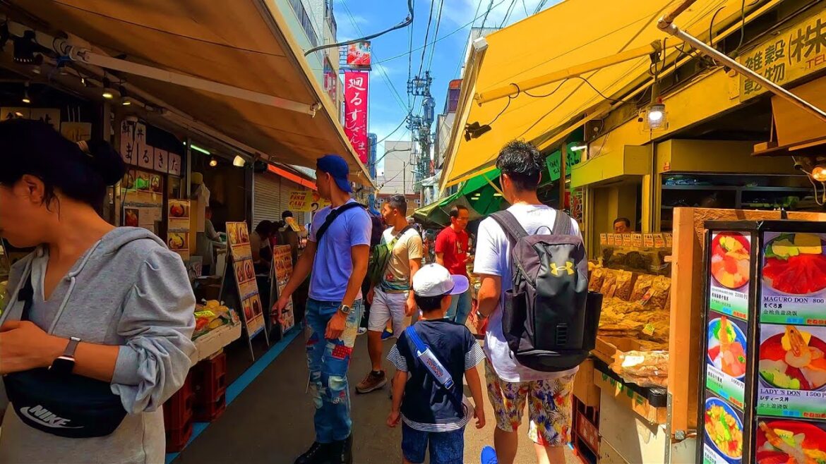 Tsukiji Fish Market Japanese Street Food Walking Tour -4K- Tokyo travel guide