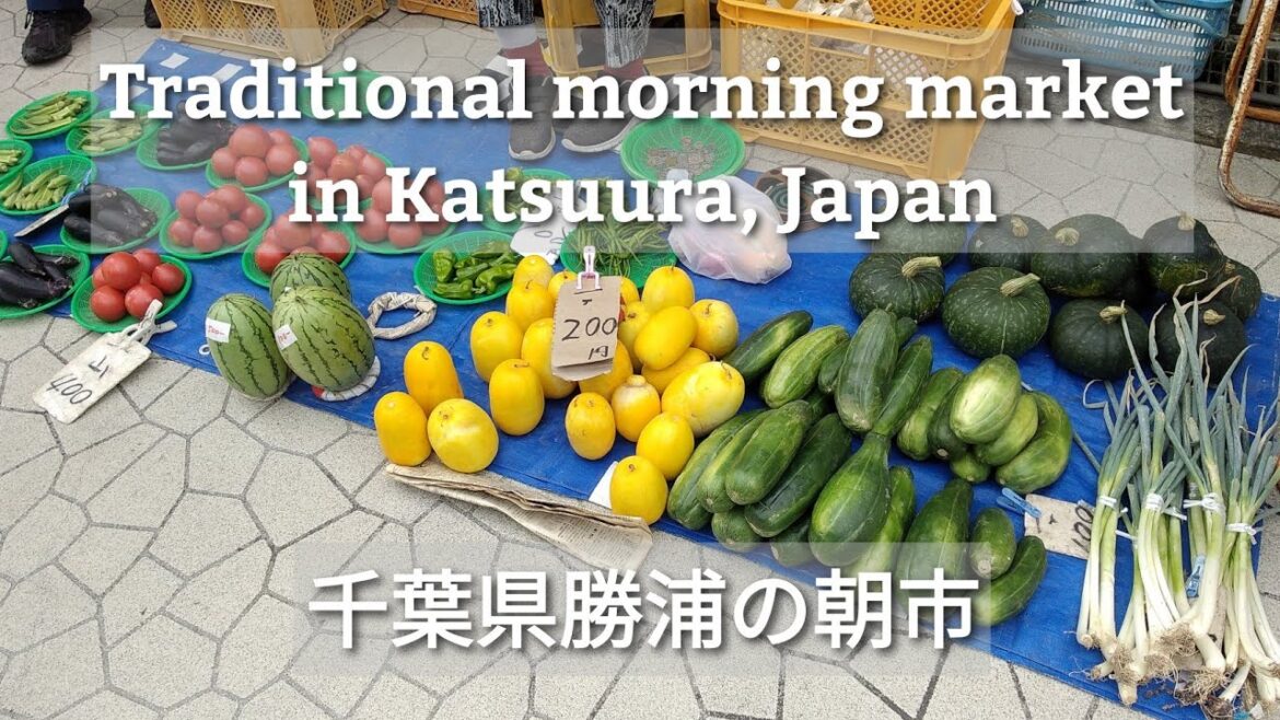 Traditional morning market in Katsuura, Chiba, Japan.