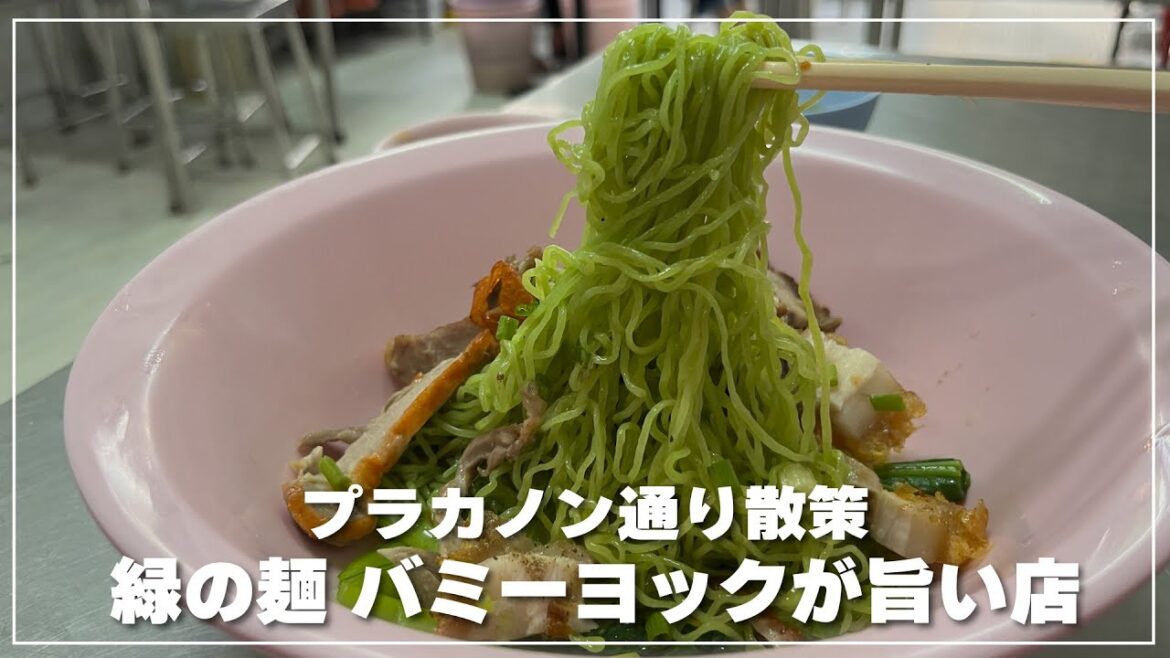 プラカノン通り散策と緑の麺【バミーヨック】の朝食と｜クロンタンバミーヨックคลองตัน บะหมี่หยก เป็ดย่าง-หมูกรอบ