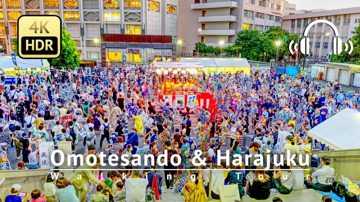 Omotesando & Harajuku with Earliest Bon Dance Festival Walking Tour - Tokyo Japan [4K/HDR/Binaural]