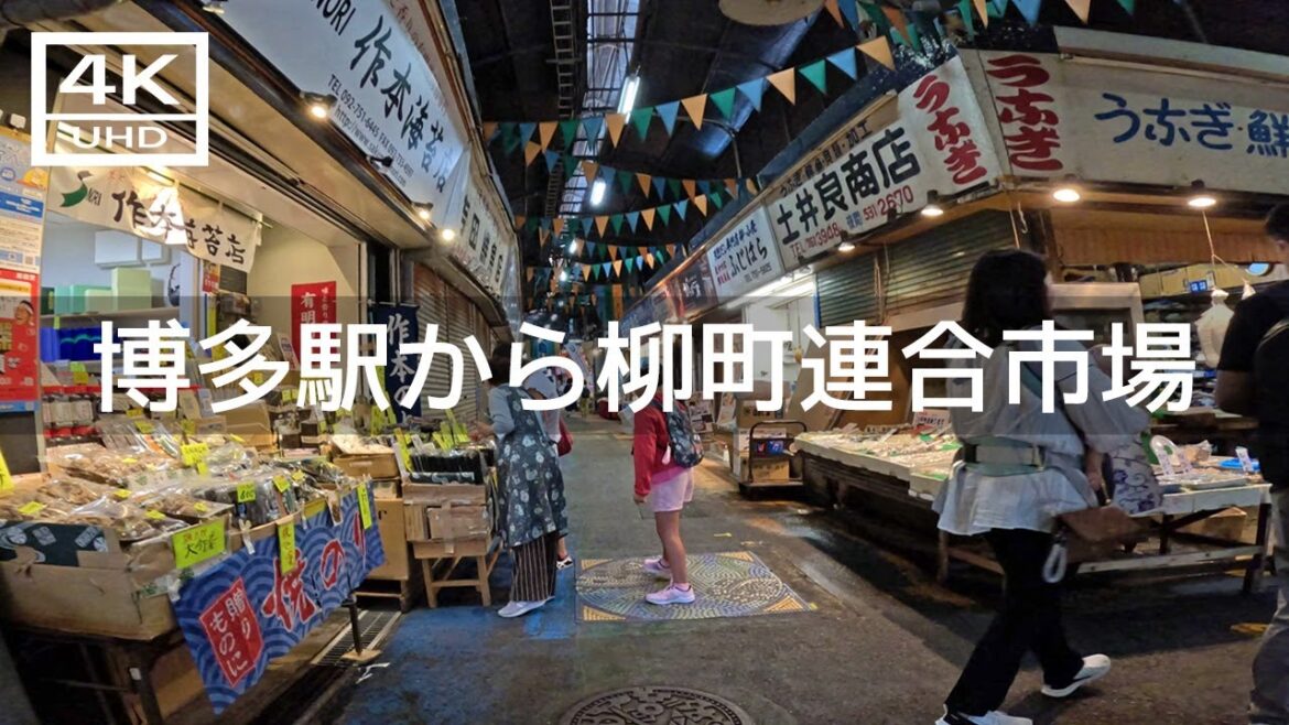 【2023年6月】JR博多駅から住吉通り～柳町連合市場まで歩いてみた【4K】