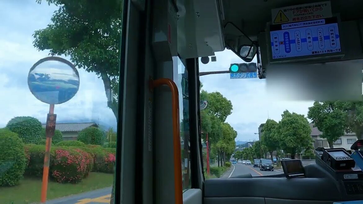 【バス前面展望】 西鉄バス  太宰府市コミュニティバスまほろば号   内山(竈門神社前)行き  観世音寺　　太宰府市役所前