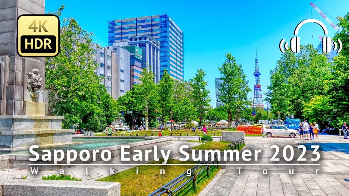 Sapporo Early Summer 2023 Walking Tour - Hokkaido Japan [4K/HDR/Binaural]