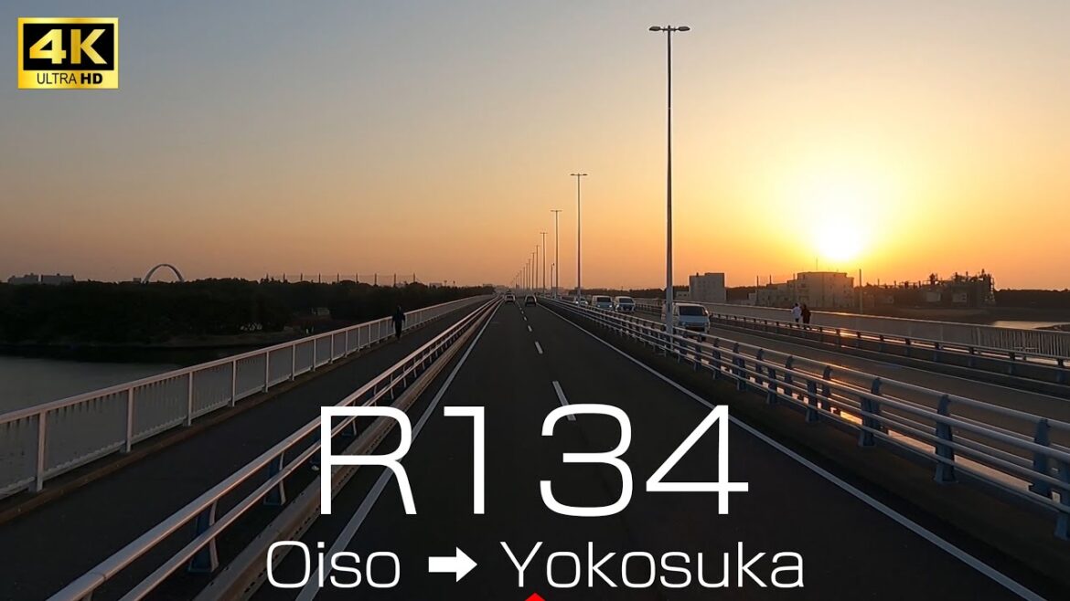 4K 国道134号線ドライブ  / 大磯町（神奈川県）→ 平塚市 → 茅ヶ崎市 → 藤沢市 → 鎌倉市 → 逗子市 → 葉山町 → 横須賀市 → 三浦市 → 横須賀市
