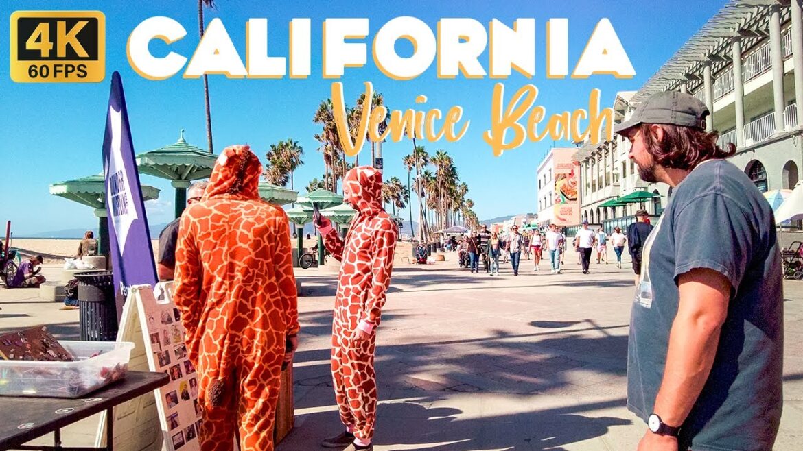 🇺🇸 Walk Venice Beach Boardwalk in Los Angeles California USA [4K60 Virtual Tour]