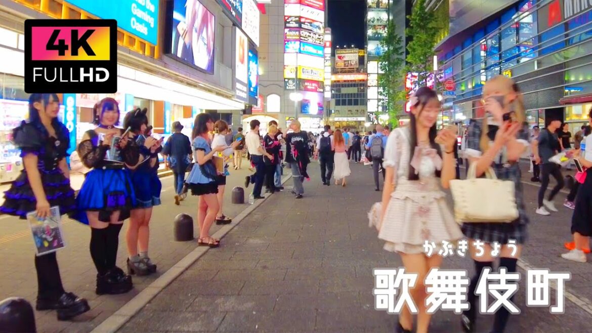 【4K】コンカフェ、ガールズバーの女の子が誘惑する夜の歌舞伎町を散歩 (Jun. 2023) | Night walk in Kabukicho, popular with tourists.