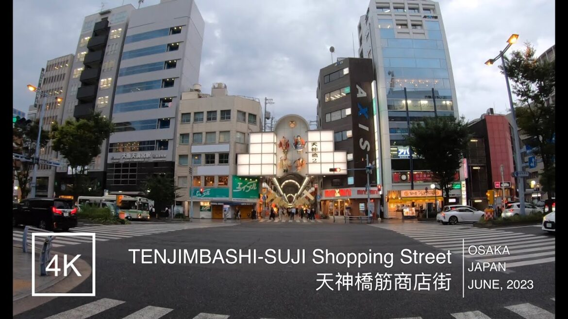 Tenjinbashi-Suji Shopping Street 天神橋筋商店街, Travel Walk in Osaka, Japan in 4K Video