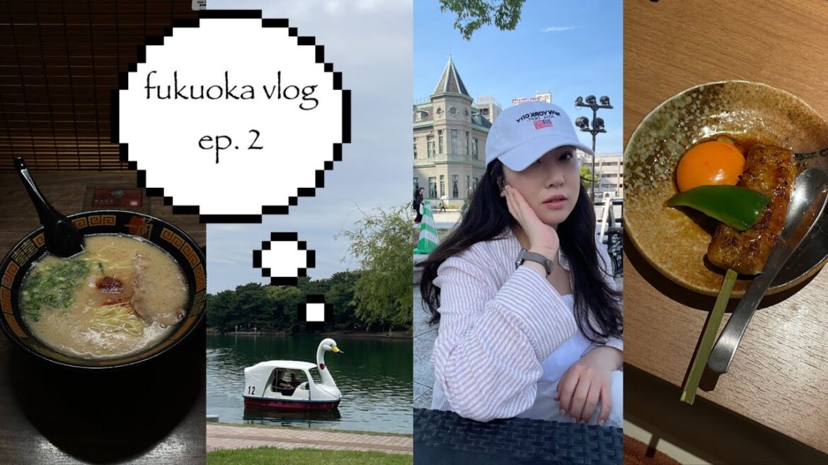 vlog • 후쿠오카 여행 브이로그 2편, 후쿠오카 야키토리 찐맛집🍢, 오호리공원 산책, 텐진 빵집과 카페 추천, 이치란 본점에 가다, 돈키호테와 편의점 털기