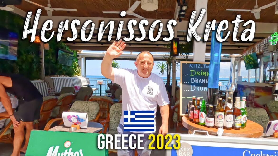 Hersonissos Crete, walking tour 4k, Kreta, Greece 2023