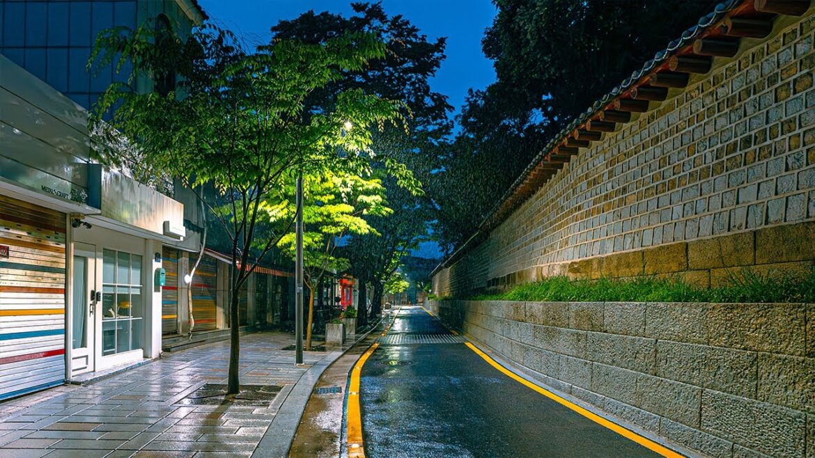 4AM The Rainy Season In Seoul Has Begun | Umbrella Sound For Sleep | Rain Sounds 4K HDR