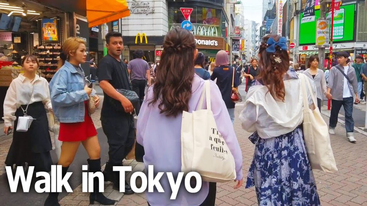 Tokyo Walking Tour - Cloudy Shibuya Station area and Center Gai♪ (June 2023)
