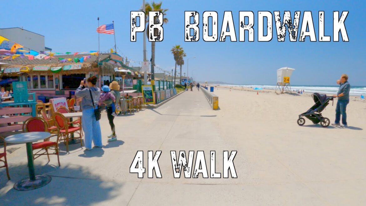4K Walk [Beach] - Pacific Beach Boardwalk (2023) - San Diego, CA (Southern California, USA)