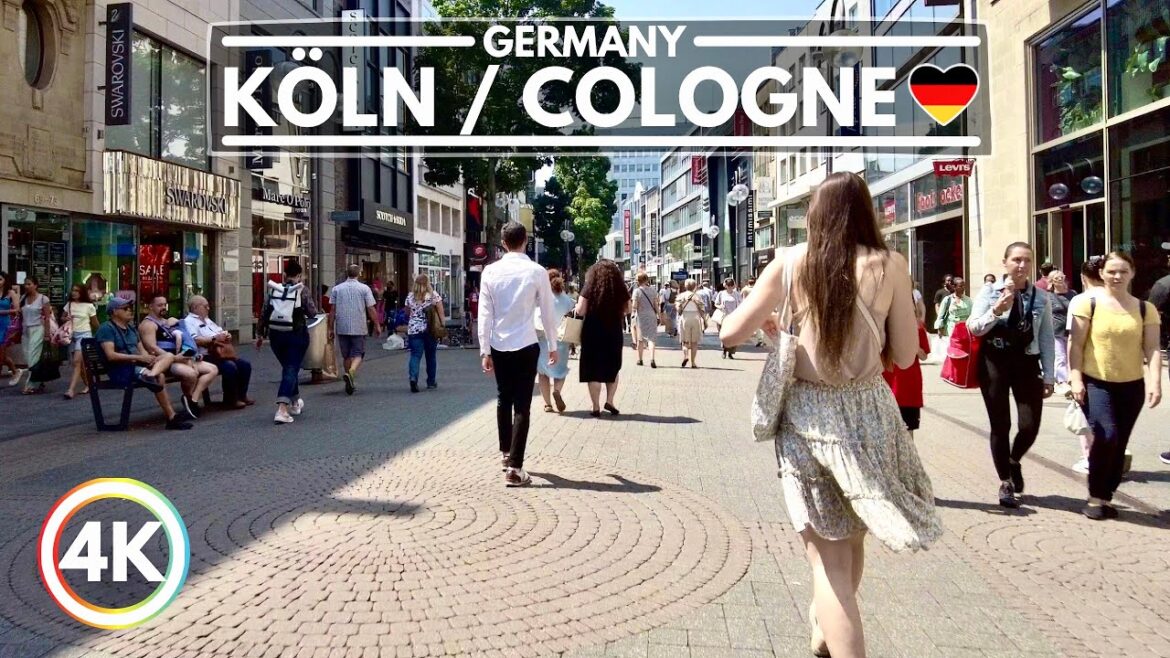 Hot Summer in Cologne / Köln Germany, June 2023 - 4K 60FPS City Walking Tour